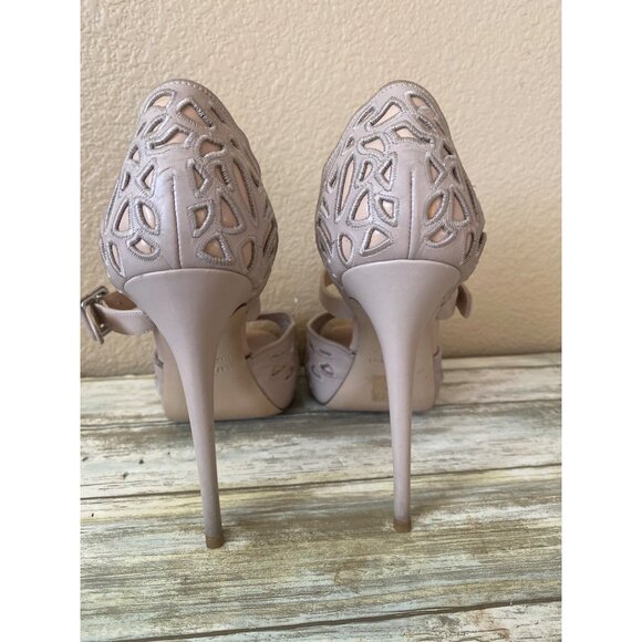 Valentino Garavani Nude Laser Cut Mary Jane Peep Toe Heels Sz 37 Made in Italy - Picture 4 of 15